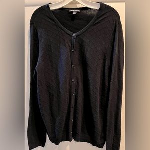Hilary Radley pointelle knit Black Cardigan top Size XL